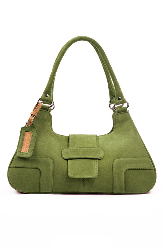 Dress handbag in pistachio green leather - Top view